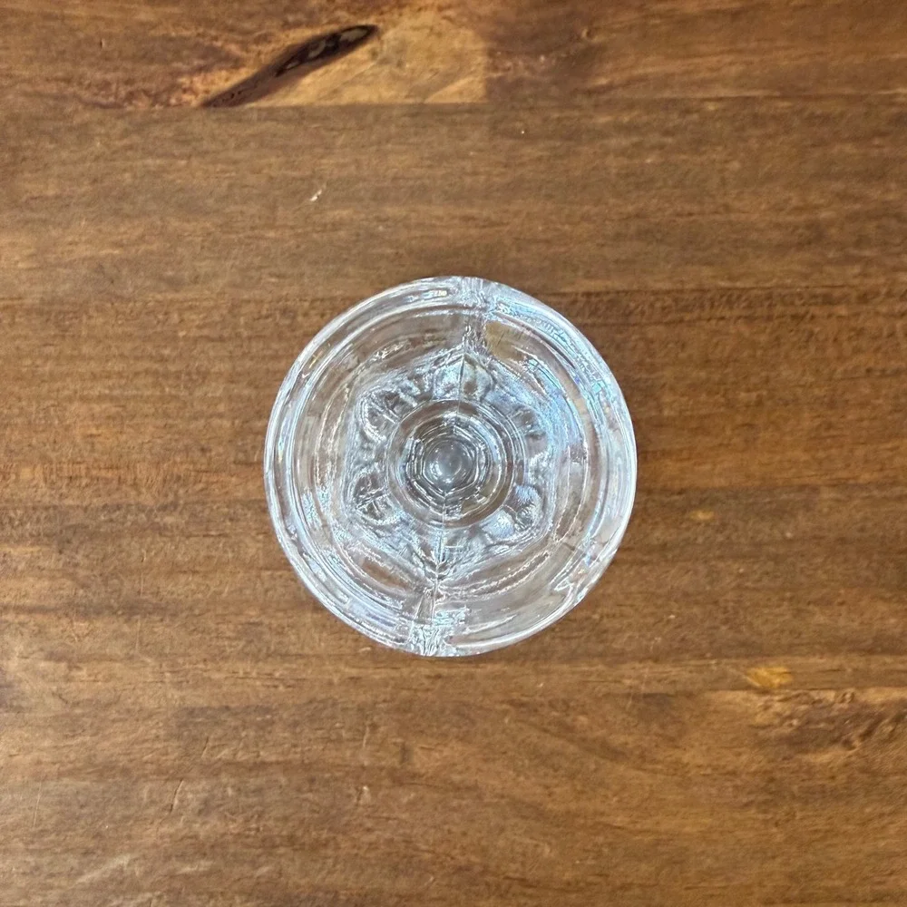 Set of 3 Clear Glass Taper Candle Holders Hexagonal Base 4 inch